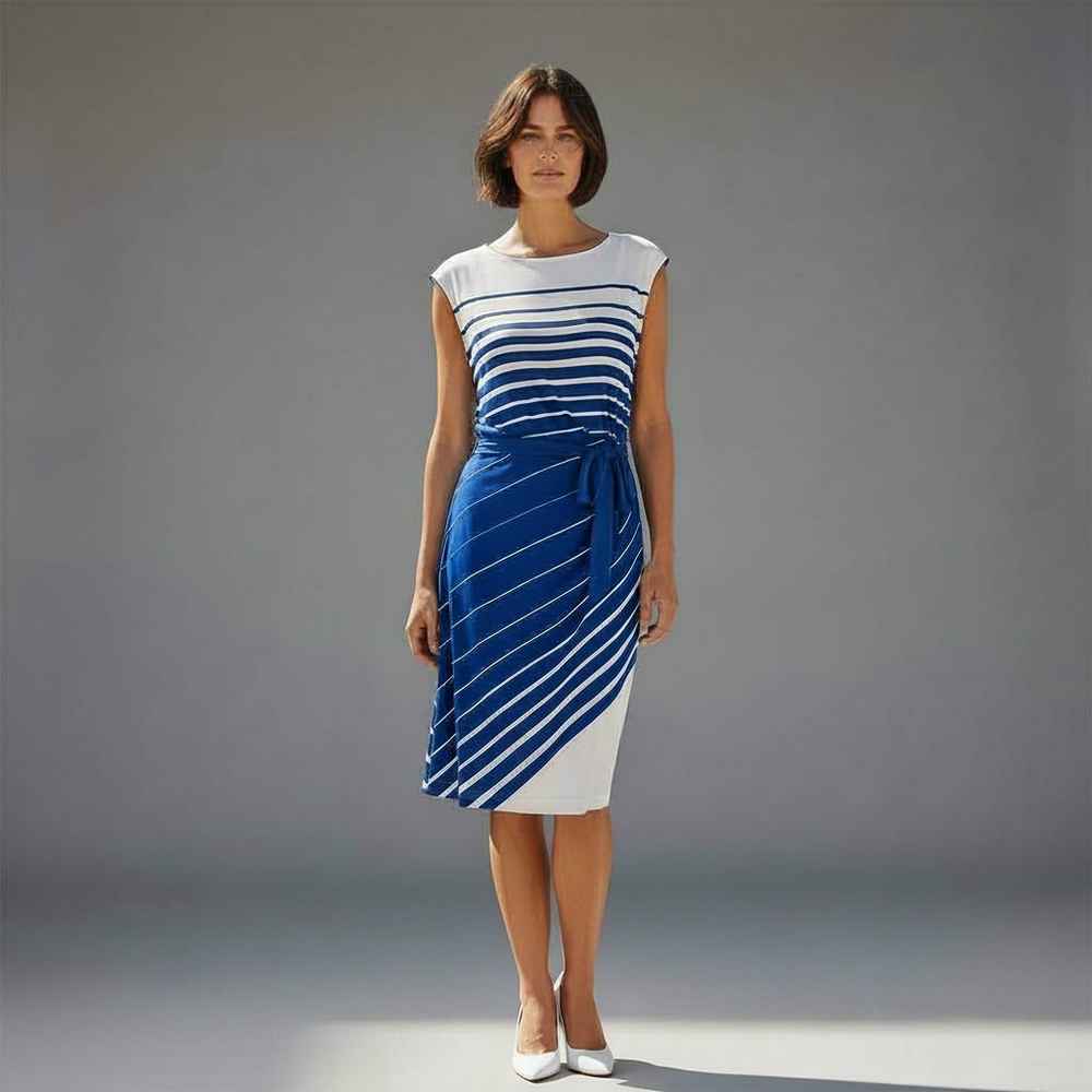 Madison Leigh Striped Dress Size 14 Blue White NWT